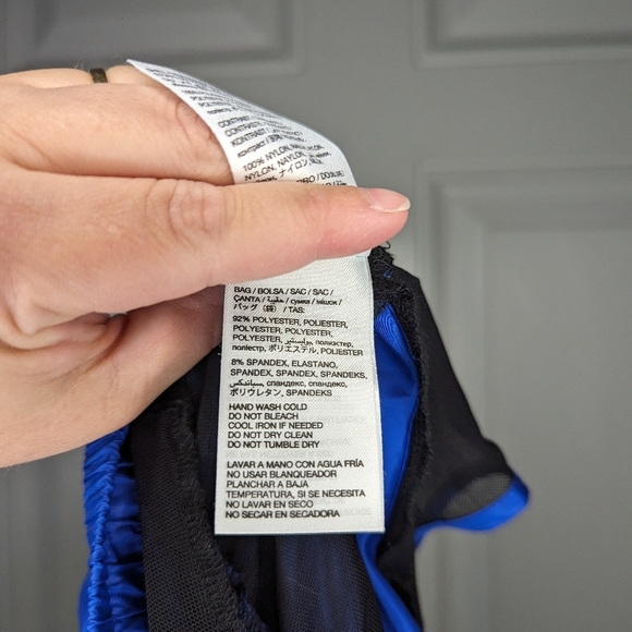 Bebe Sport Athletic Running Shorts With Elastic Waist & Liner Medium Blue/Black - Picture 9 of 9